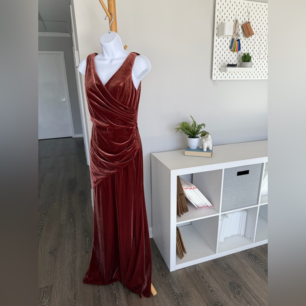 Revelry Dawson Velvet Dress in Terracotta Size 4 Bridesmaid Dress - Picture 4 of 7